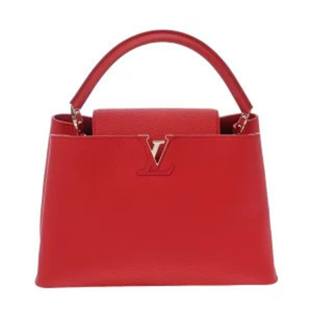 Louis Vuitton Capucines Taurillon Leather Top Handle Bag Red